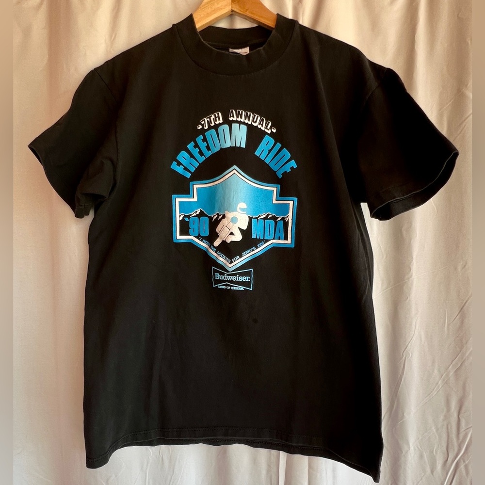 Harley Davidson 1990 MDA 7th Annual Freedom Ride Black Large Denver, CO VINTAGE
